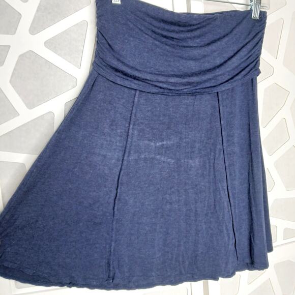 Max Studio Navy Blue Stretch Long Fold Midi Swing Skirt Womens MD Y2K 90s - Picture 2 of 10